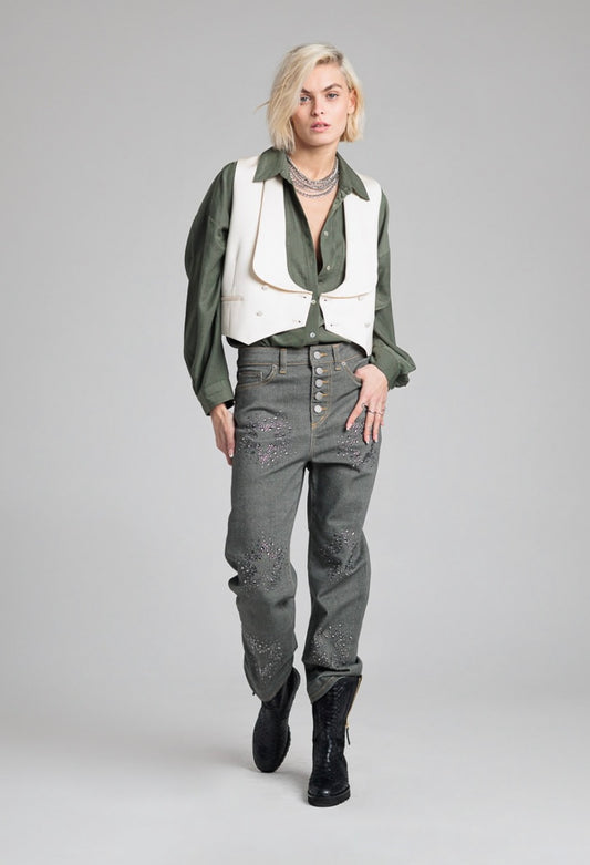 pantaloni loose grigi