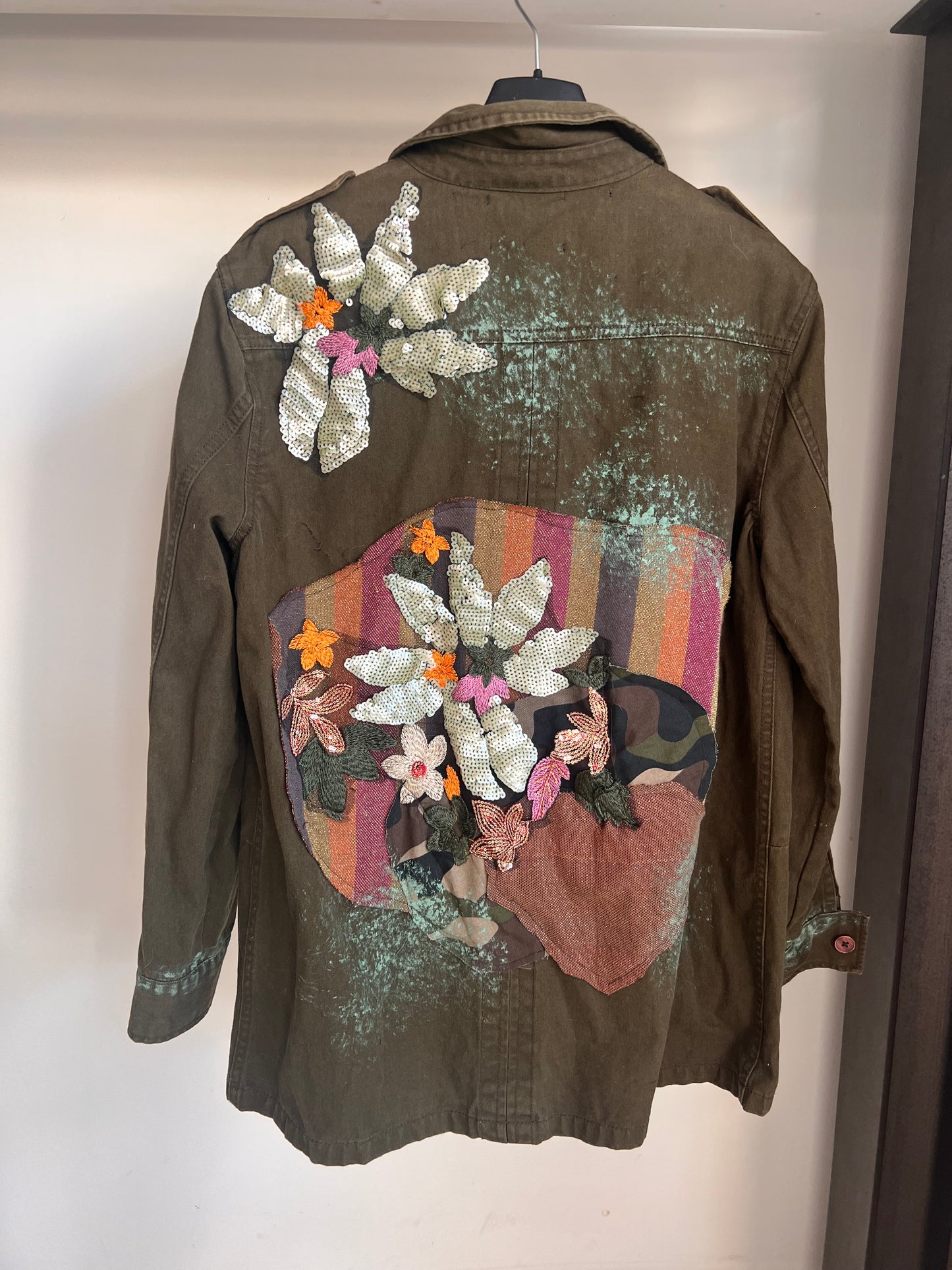 AB pink giacca patch fiori vestibilta' dalla 40/46